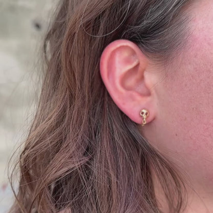 Gold Ruby Skull & Chain Earrings