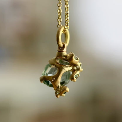 Rough Luxe Green Sapphire Tideworn Cluster Pendant