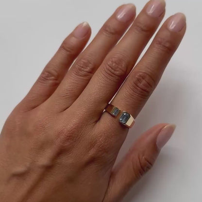 Emerald & Baguette Blue Sapphire Dyad Ring