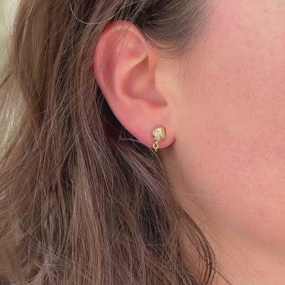 Gold Skull + Chain Earrings