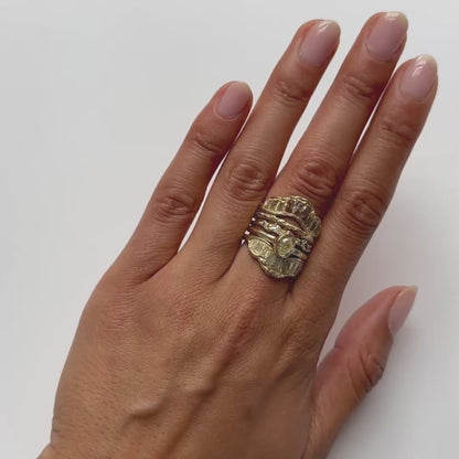 LXI Orange Diamond V Shape Scatter Ring