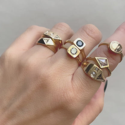 White Diamond Bauhaus Ring