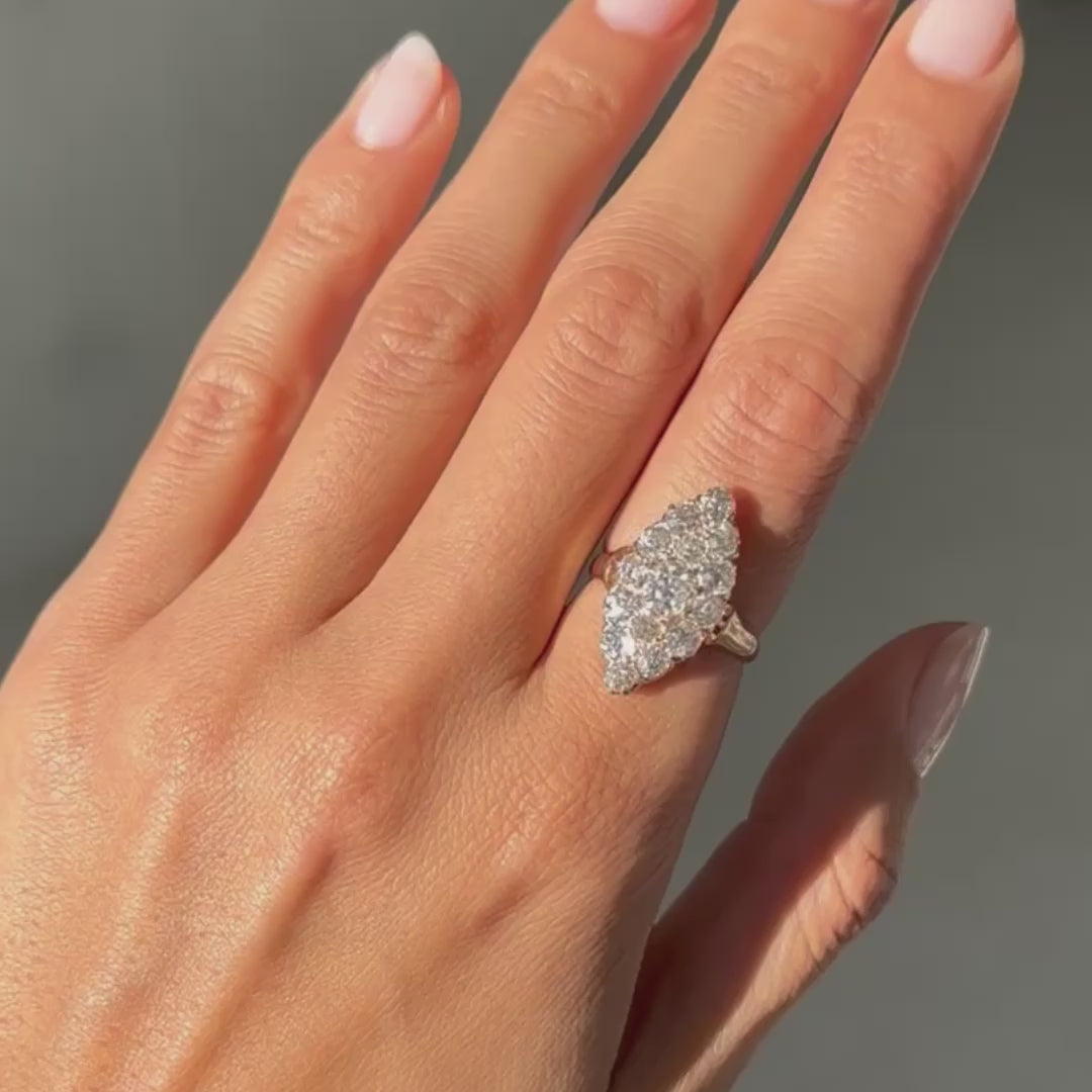 【Lancaster Rose】 ビクトリアンのティーサービス 3点 14k Rose-Yellow Gold Diamond Navette Ring | ESQUELETO