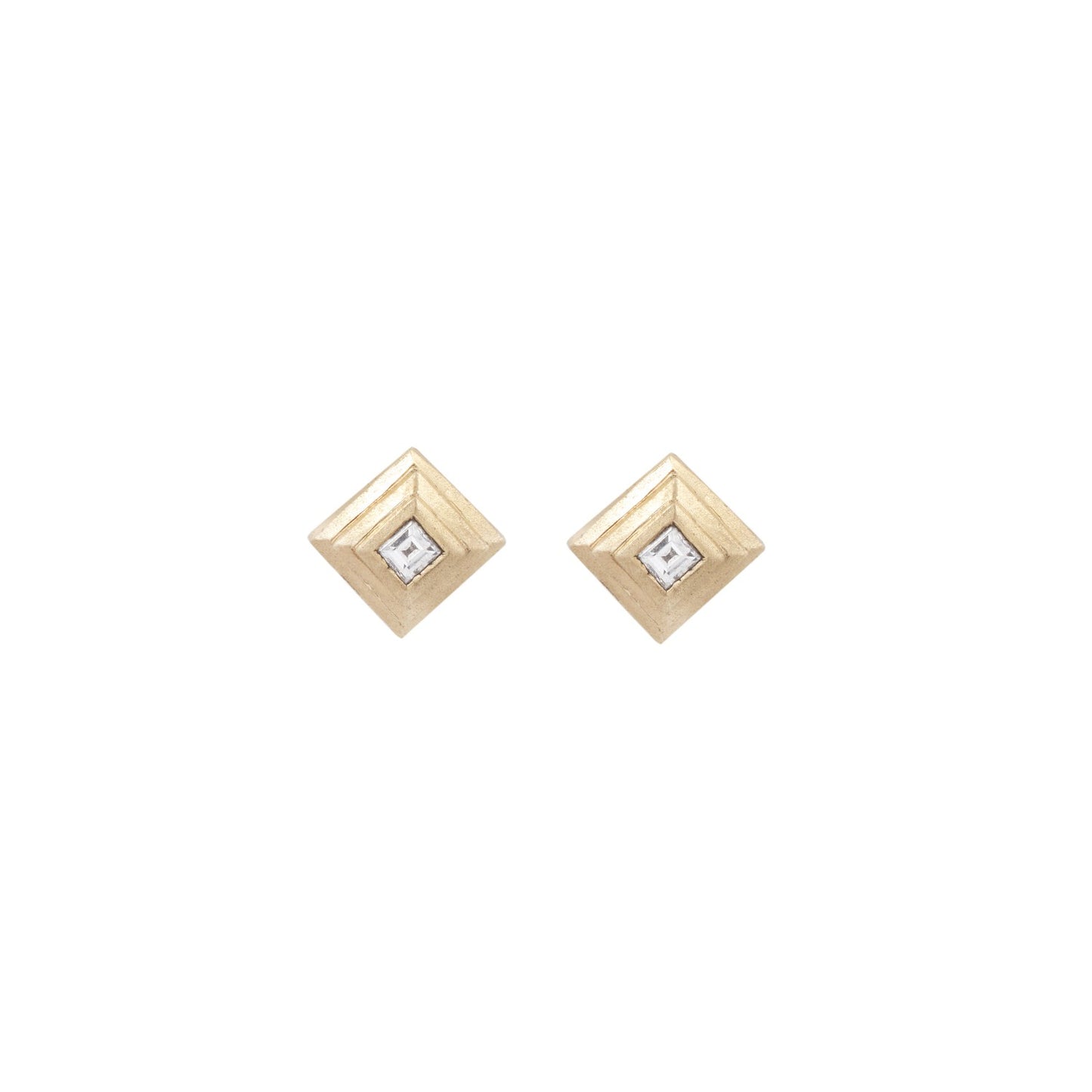 Tiny Ziggurat Diamond Studs