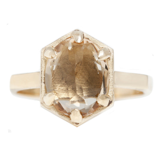 Lauren Wolf Jewelry Hexagon Champagne Quartz Ring