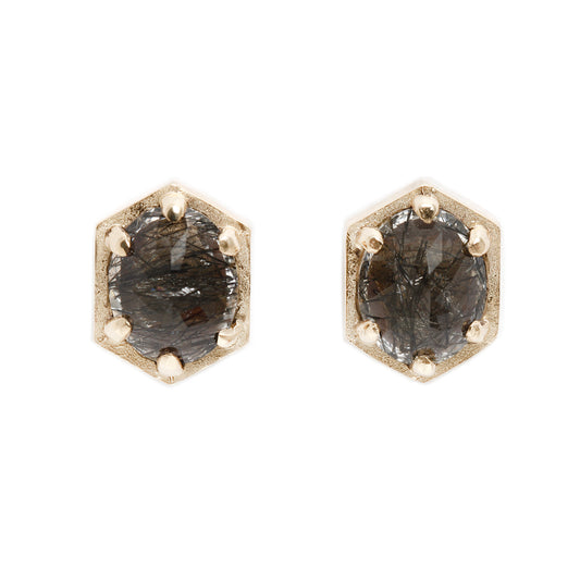 Lauren Wolf Jewelry Large Hexagon Quartz Studs