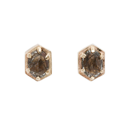Lauren Wolf Jewelry Hexagon Quartz Stud Earrings