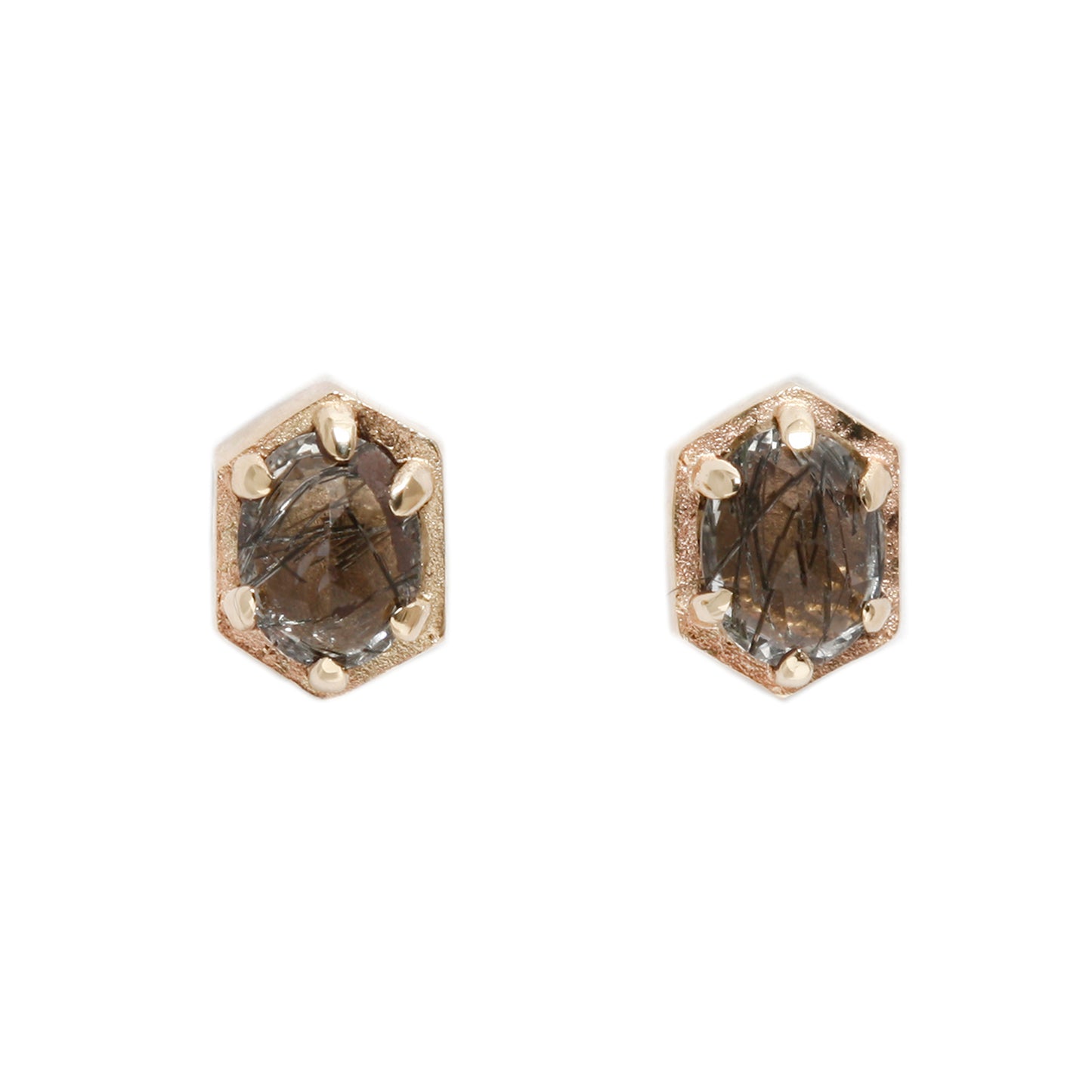 Lauren Wolf Jewelry Hexagon Quartz Stud Earrings