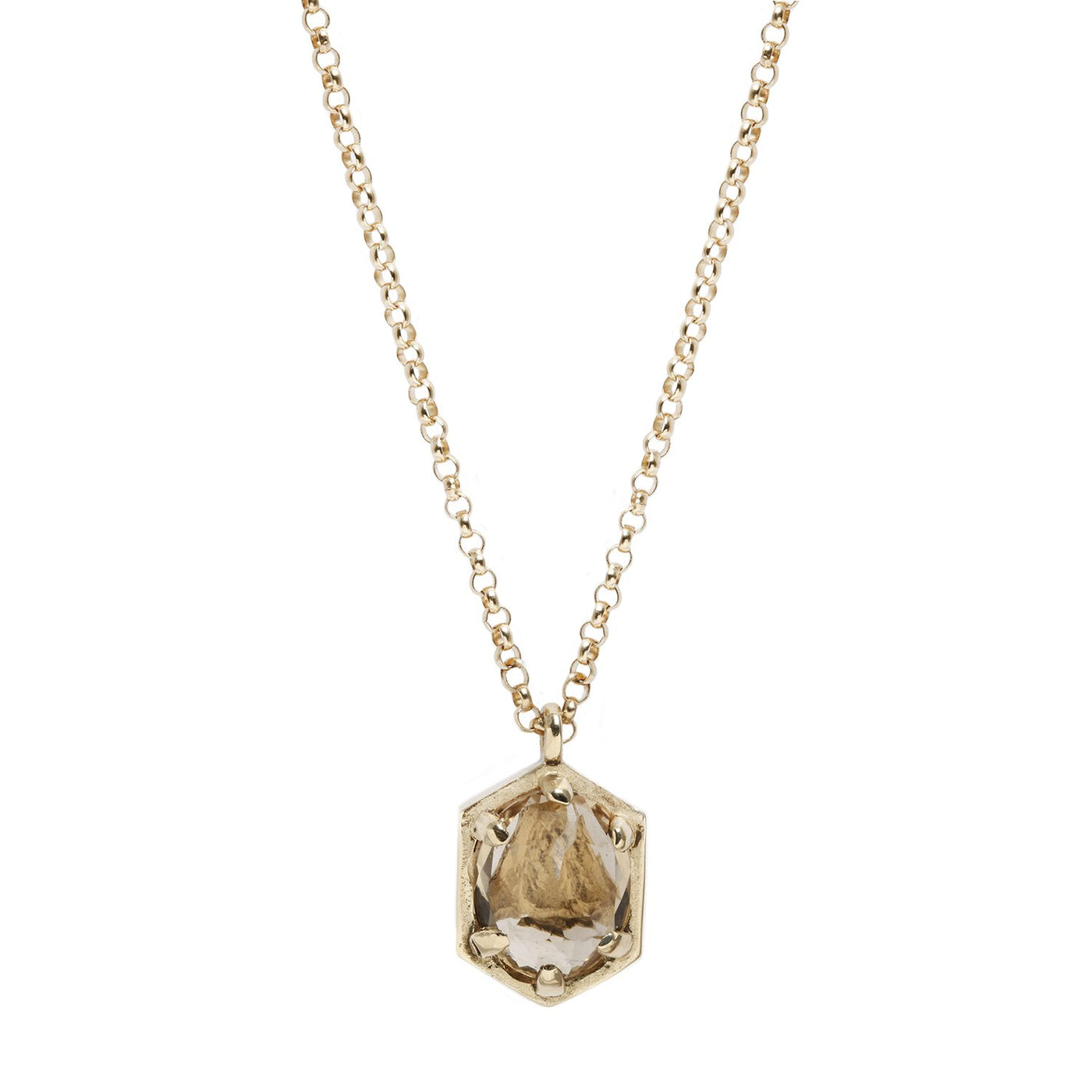 Lauren Wolf Jewelry Hexagon Champagne Quartz Necklace
