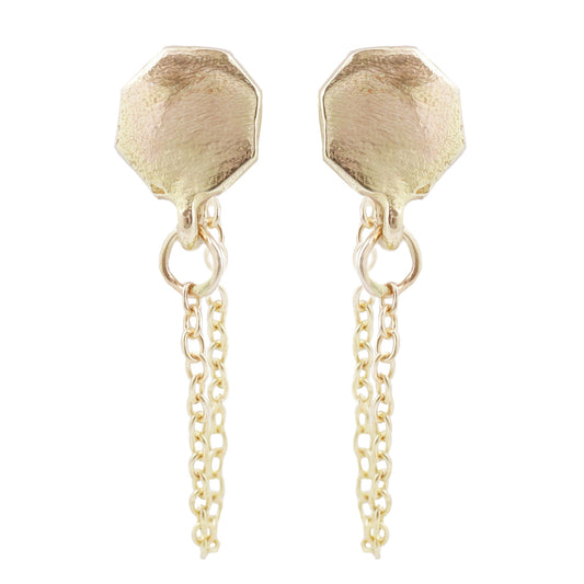 Lauren Wolf Gold Octagon Ear Chain Earrings