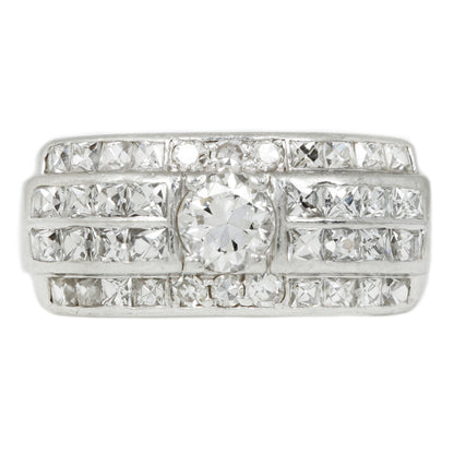 Vintage Deco Diamond Quartet Ring in Platinum 