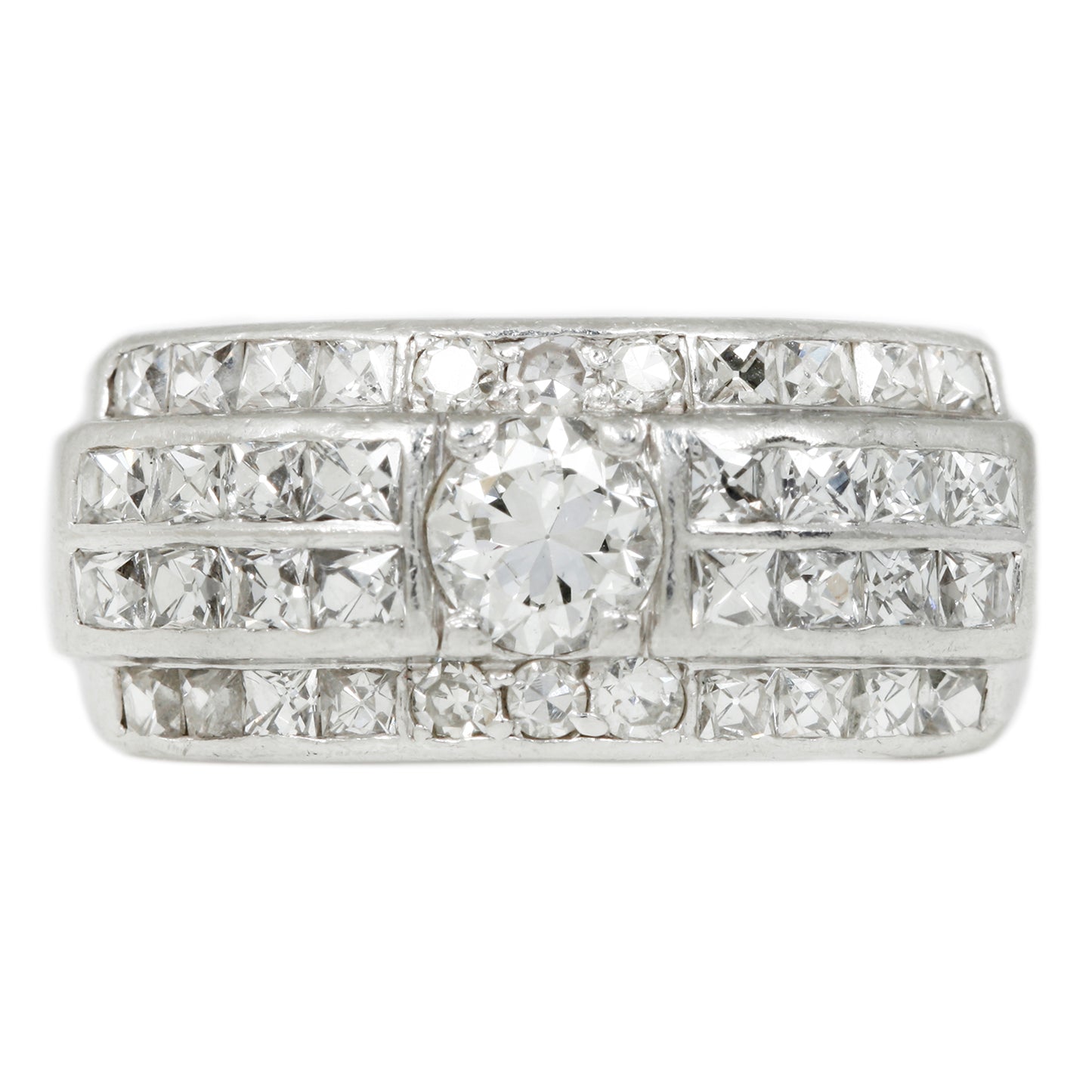 Vintage Deco Diamond Quartet Ring in Platinum 