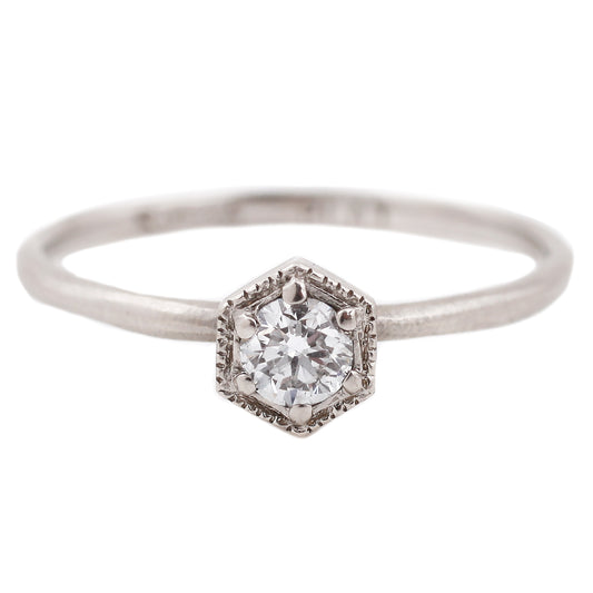 Satomi Platinum Diamond Hexagon Ring