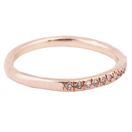 Lauren Wolf Rose Gold Half Eternity Ring Pave White Diamonds