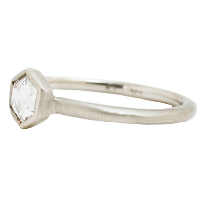 Hexagon Diamond Solitaire Ring