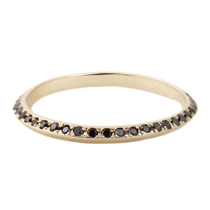 Adeline Gold Saturn Ring with black diamonds
