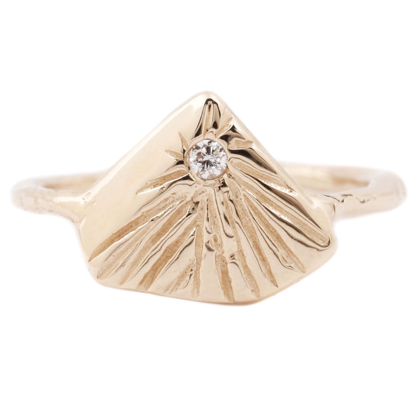 Communion By Joy Star Pyramid Ring Gold with a White Diamond