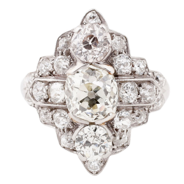 Platinum Art Deco Diamond Ring | ESQUELETO