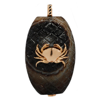 Dezso by Sara Beltran Agate With Gold Crab Pendant