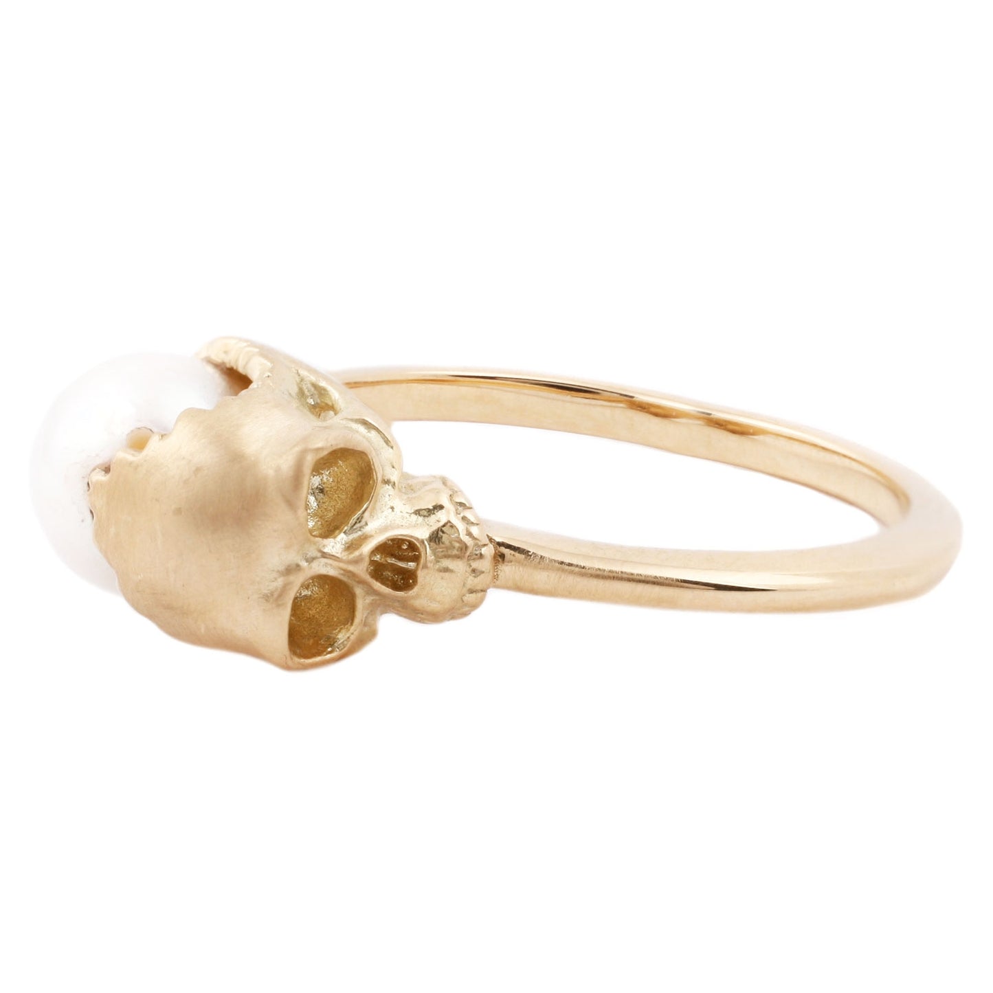 Anthony Lent Open Skull Pearl Ring