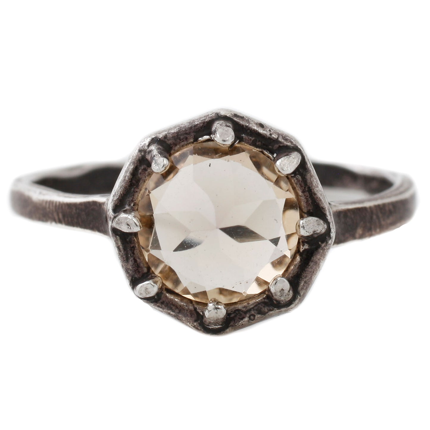 Champagne Quartz Silver Ring