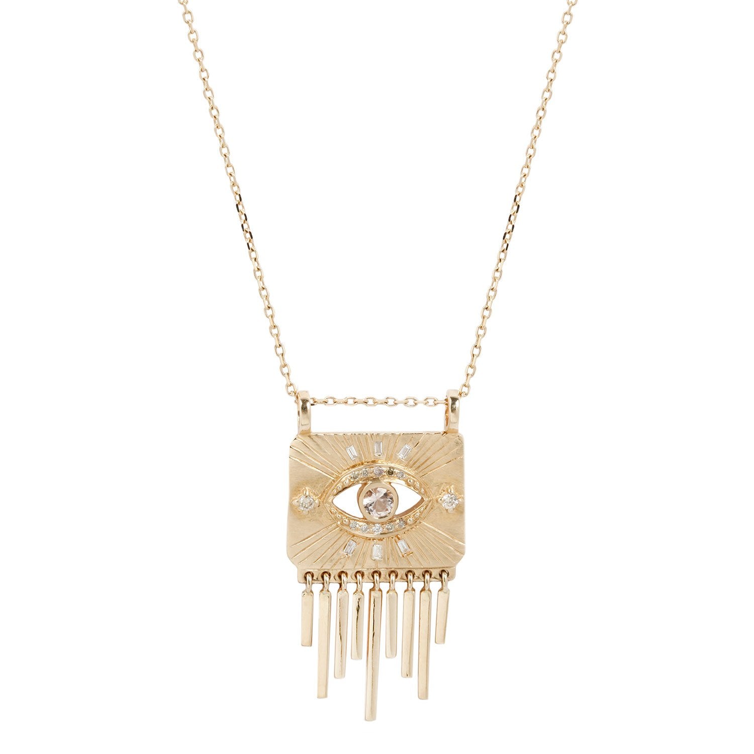 Celine D'Aoust White Sapphire and Diamond Eye Fringe Necklace