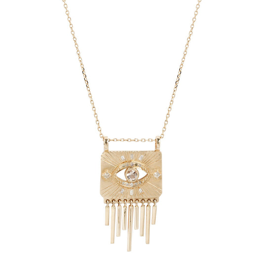 Celine D'Aoust White Sapphire and Diamond Eye Fringe Necklace