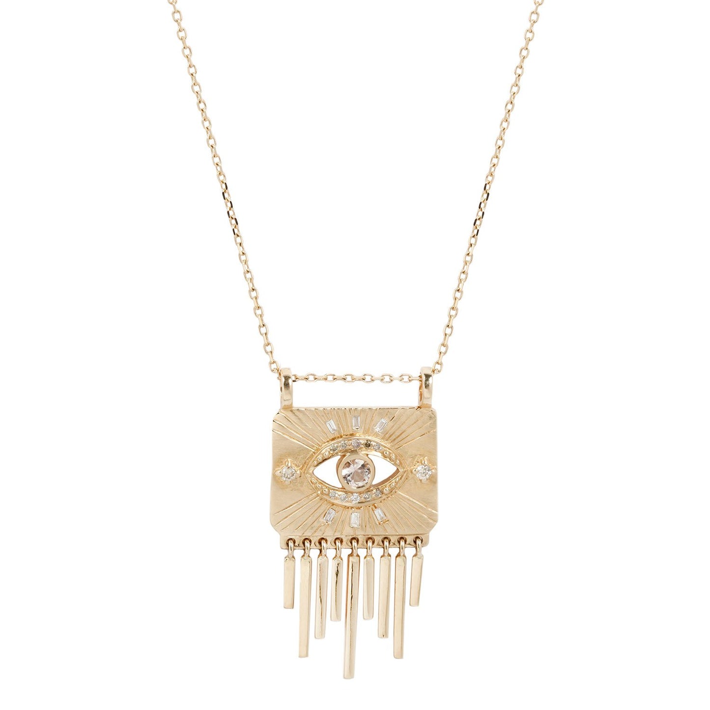 Celine D'Aoust White Sapphire and Diamond Eye Fringe Necklace