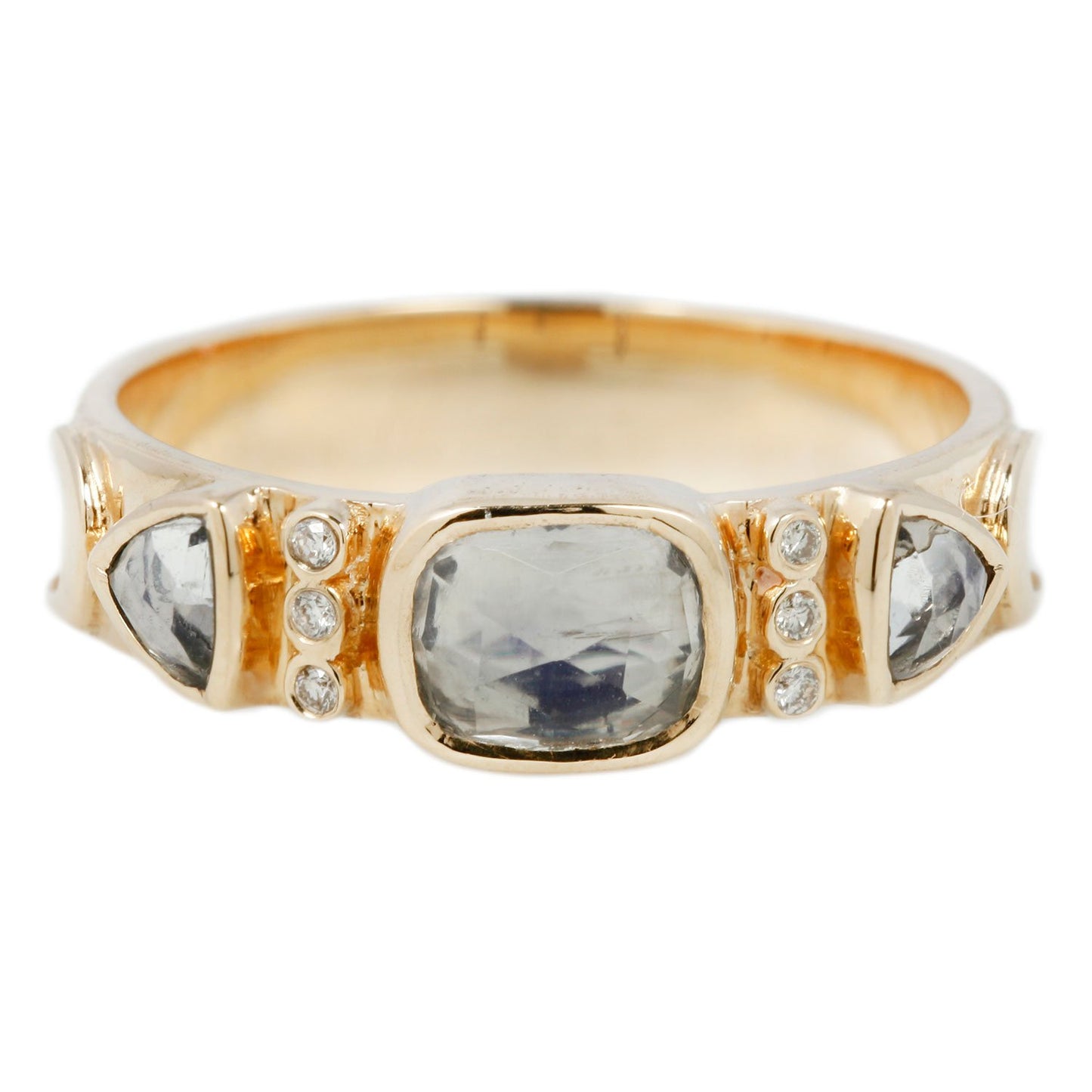 Celine D'Aoust Moonstone and Diamond Crescent Totem Ring