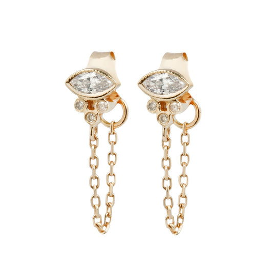 Celine D'Aoust Marquise Diamond Chain Earrings