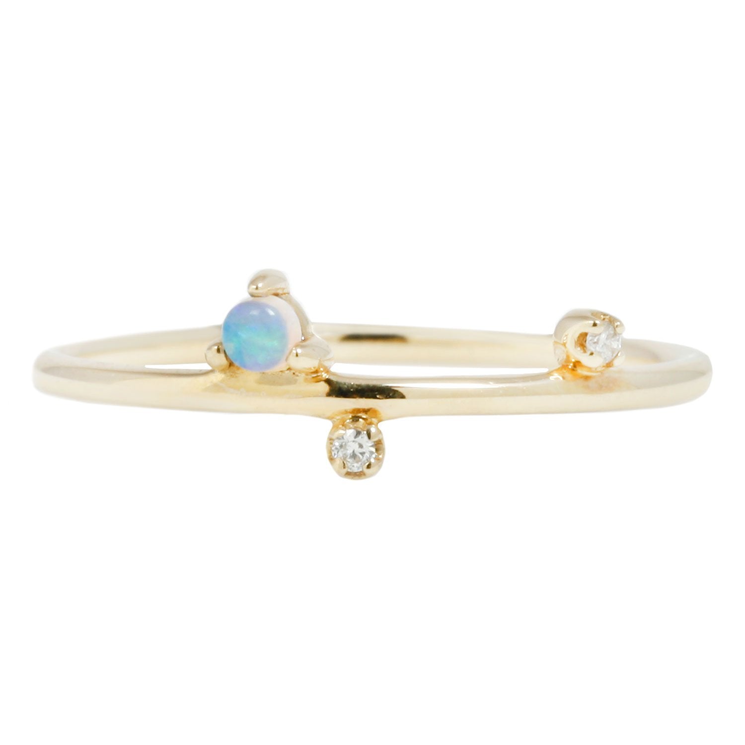 Wwake Mini Three Step Ring Opal Diamond Gold