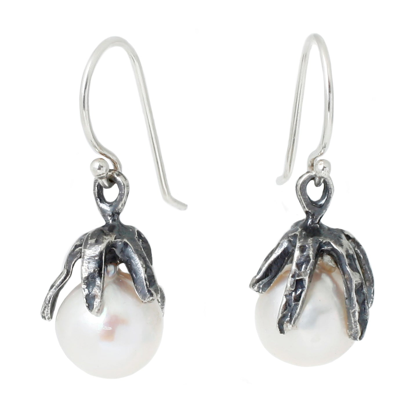 Silver Baroque Akoya Pearl Drop Earrings