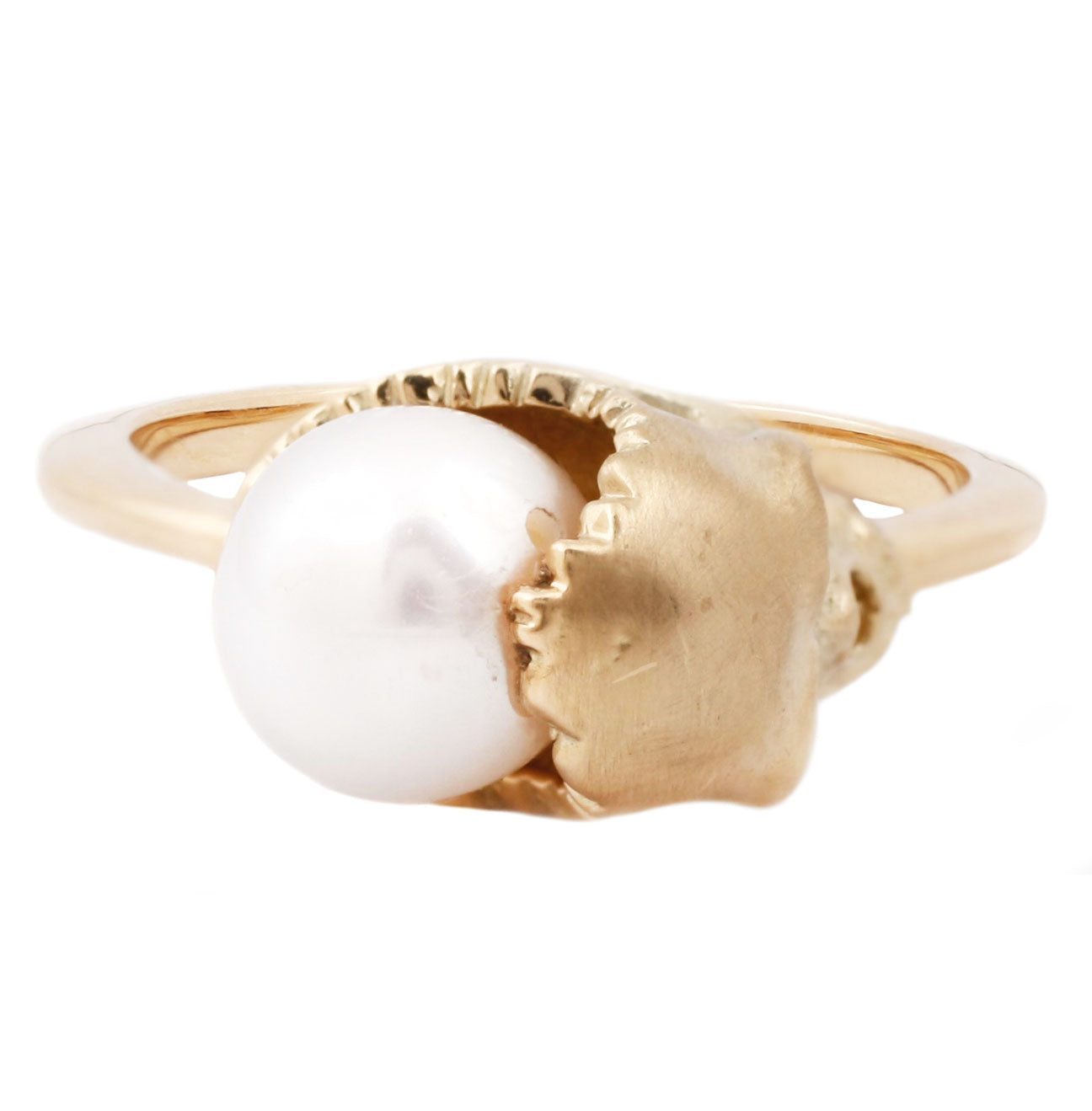 Open Skull Pearl Ring
