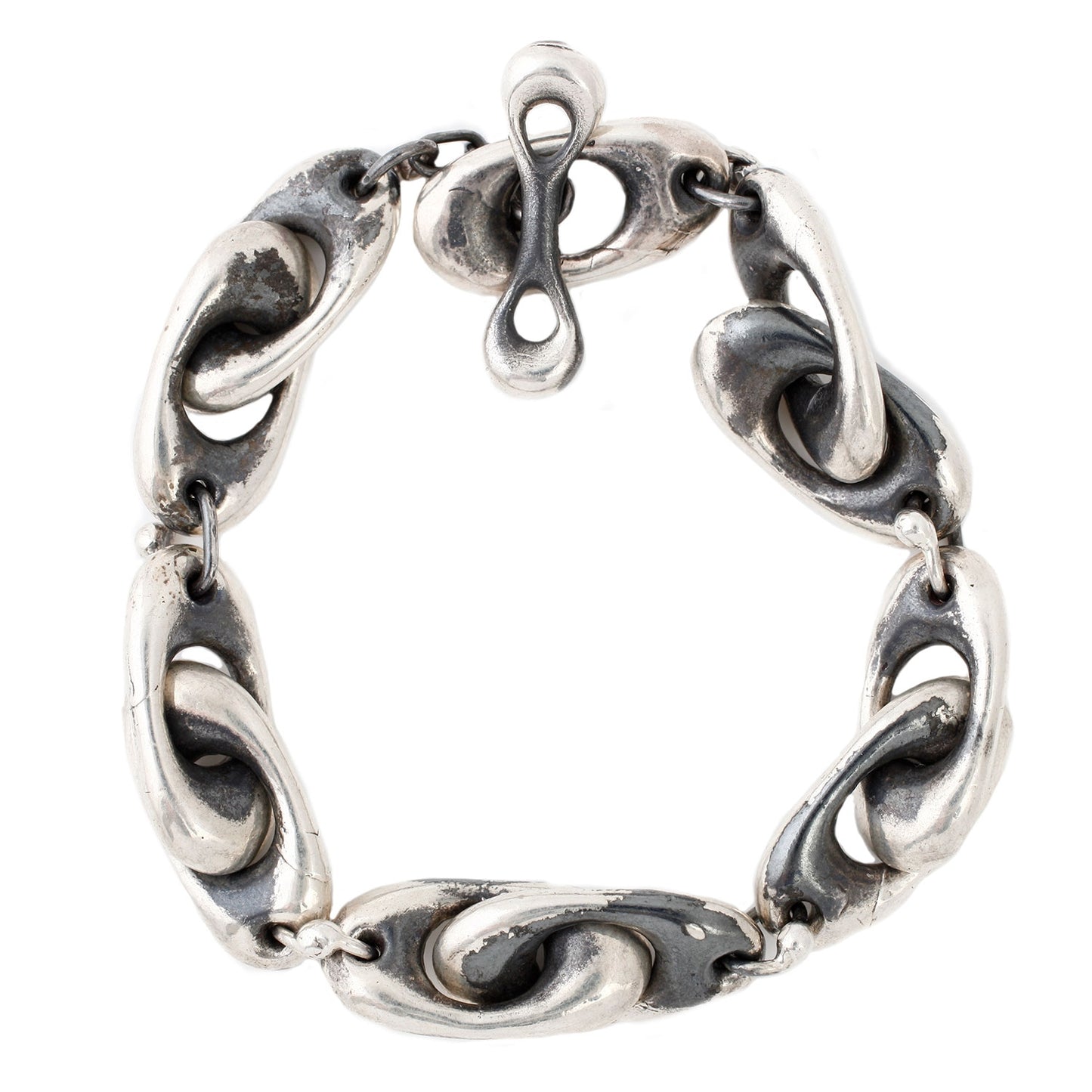 TenThousandThings Oxidized and Polished Sterling Silver Puffy Link Bracelet