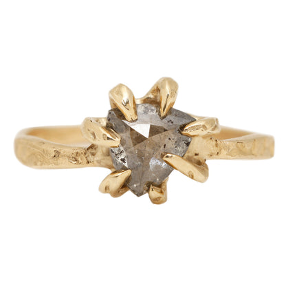 Pisces Diamond Solitaire Ring - A Diamond Set in Yellow Gold - Lauren Wolf Jewelry