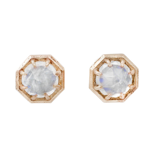 Lauren Wolf Yellow Gold Rainbow Moonstone Studs