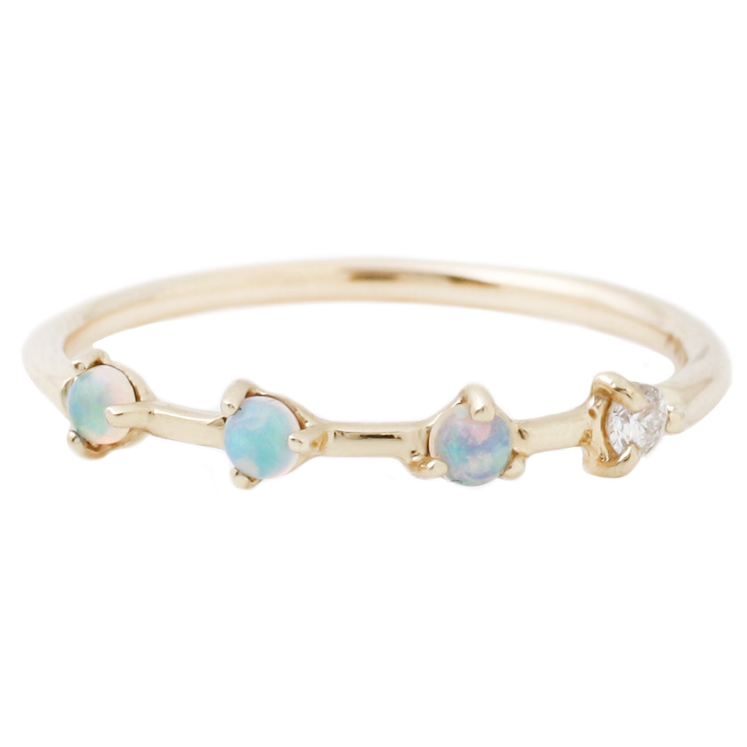 Wwake Opal and Diamond Four Step Ring