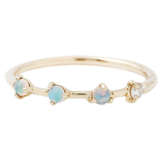 Wwake Opal and Diamond Four Step Ring