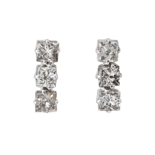 Triple Square Gray Diamond Studs