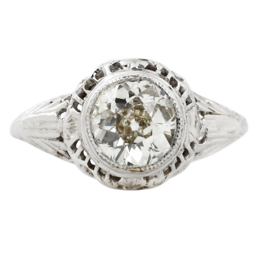 Bezel Set Diamond Ring in White Gold