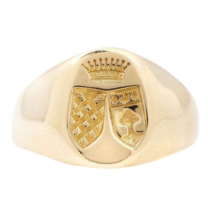 Gold Double Shield Signet Ring