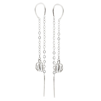 Thread Through Silver Herkimer Earrings
