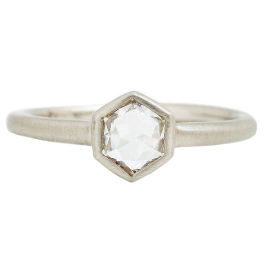 Hexagon Diamond Solitaire Ring