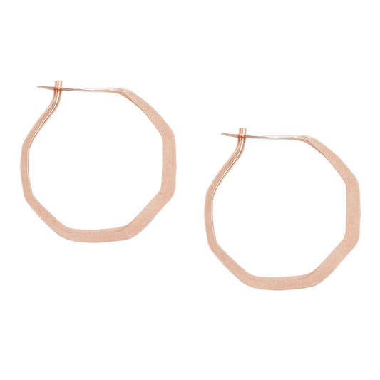 Rose Gold Octagon Hoops