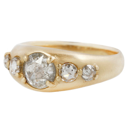 Five Light Gray Diamond Tapered Ring