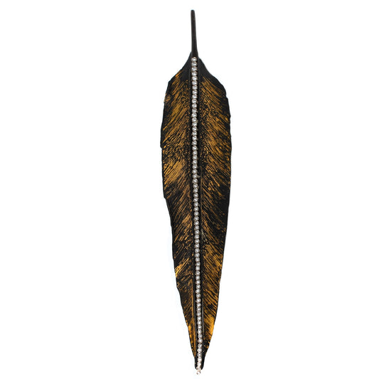 Pat Flynn Iron + Diamond Feather Brooch