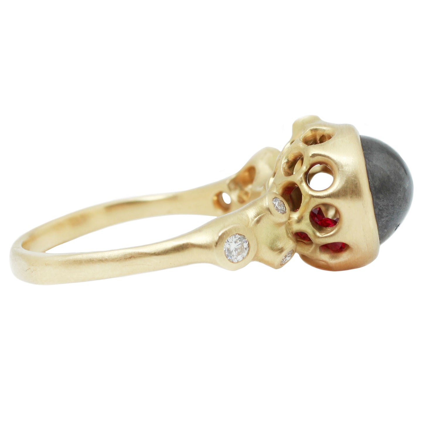 Black Diamond Ruby Cage Ring