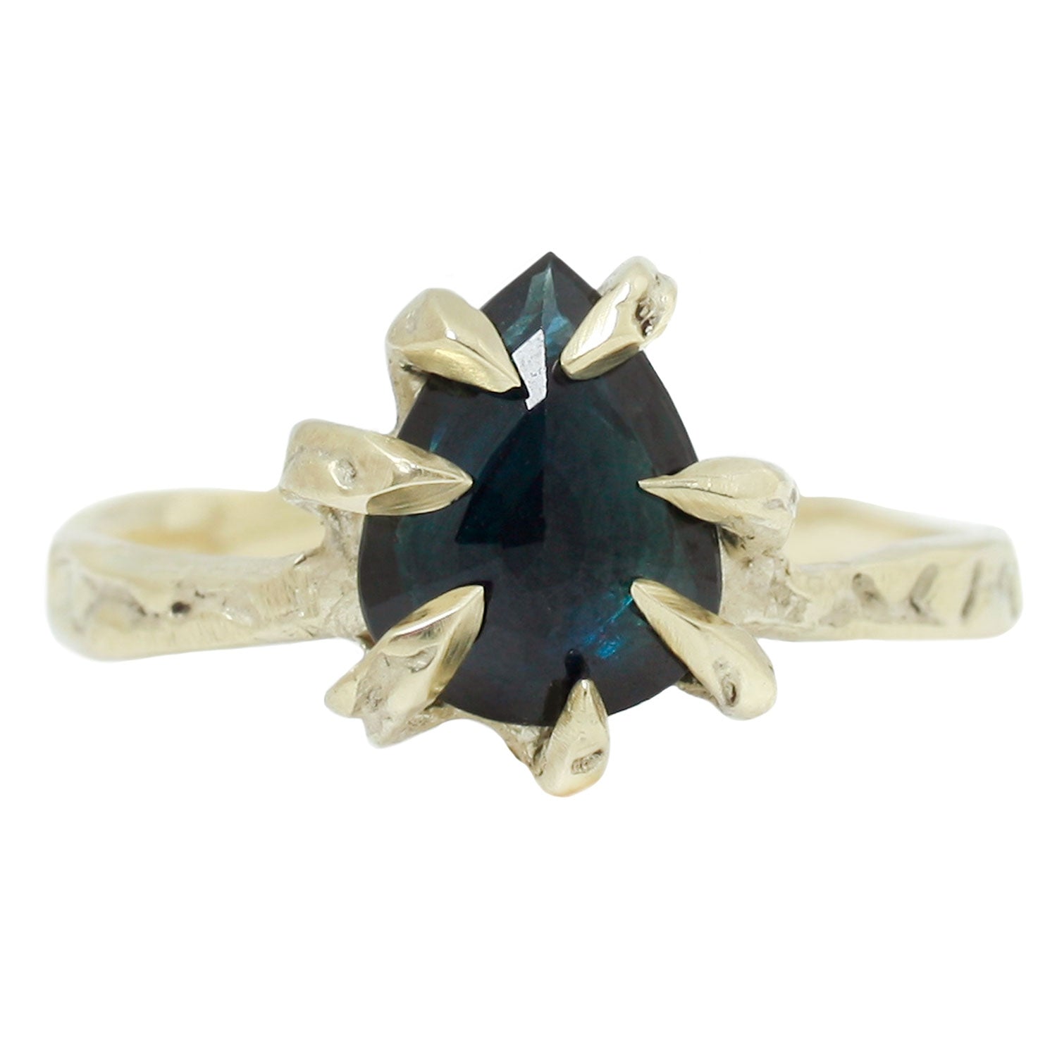 Lauren Wolf Green Gold Sapphire Stingray Claw Ring