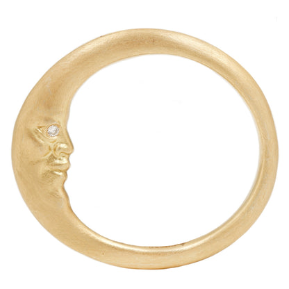 Anthony Lent Gold Crescent Moonface Ring