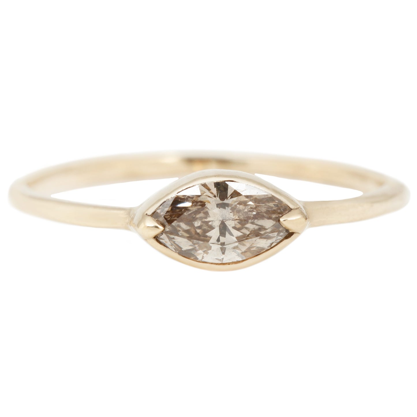 Lauren Wolf Champagne Diamond Marquise Ring Set in Yellow Gold